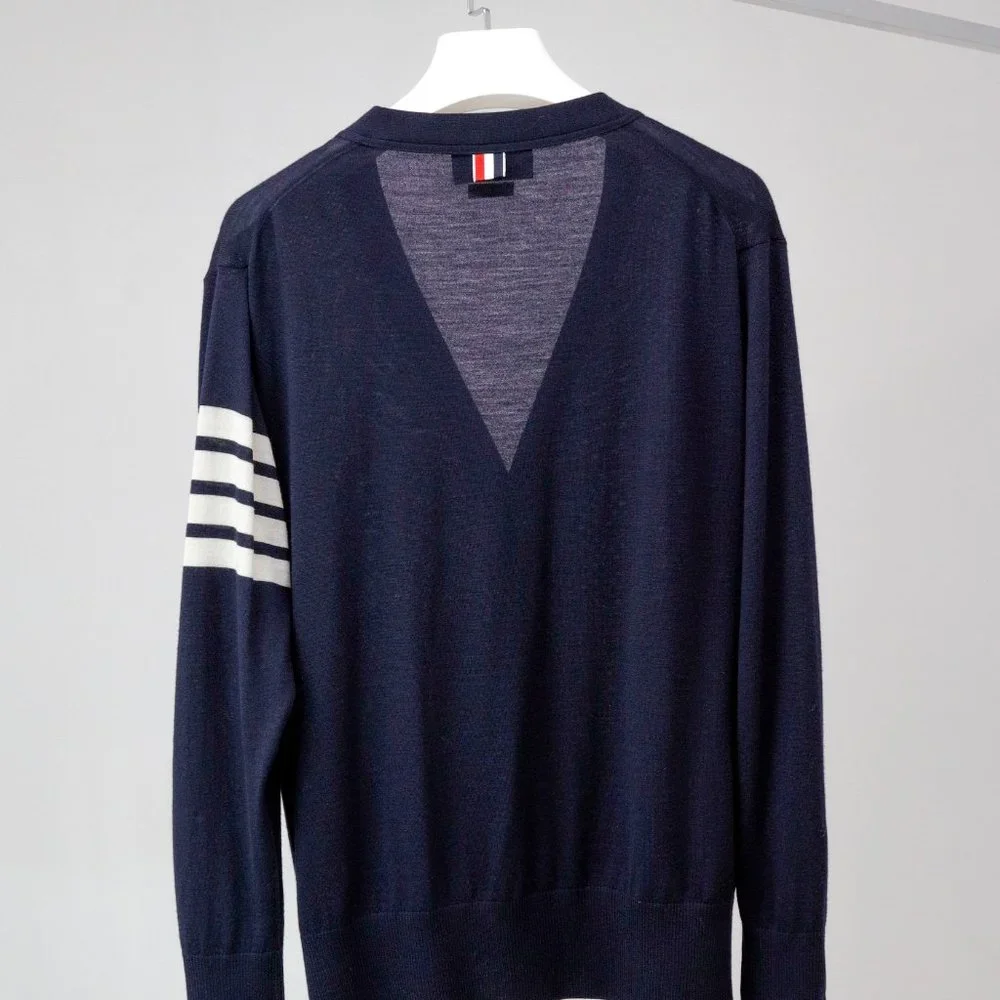 !!SOLD!! Thom Browne Navy Cardigan With Striped Sleeve - Picture 2 of 8